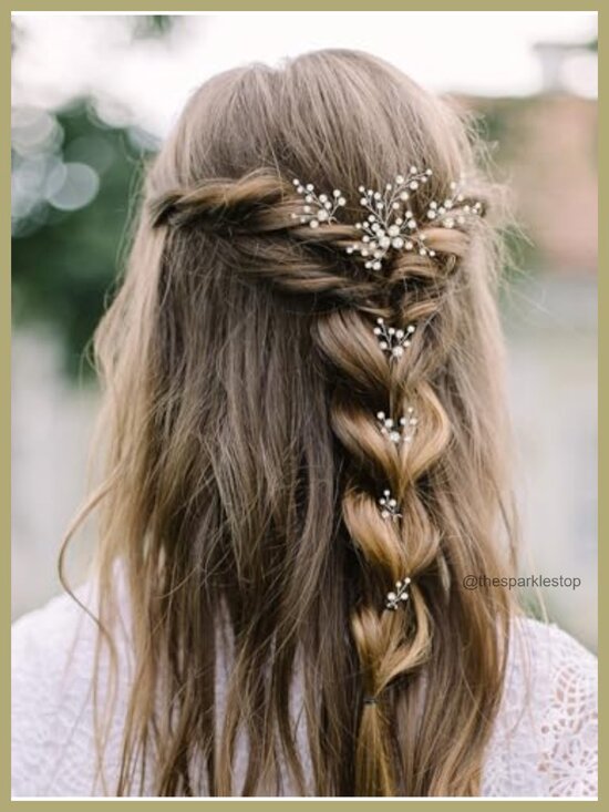 7pcs Pearl Bridal Hair Pins Wedding Hair Accessories Rhinestone Leaf Alloy